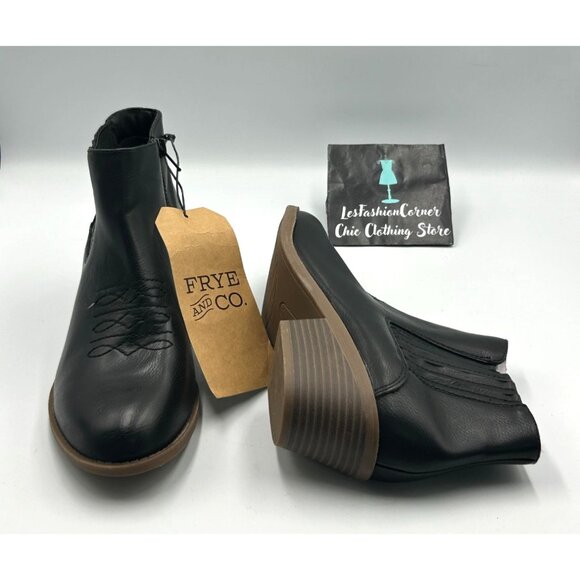 NWT Frye & Co. Women's Black Faux Leather Jude Ankle Booties Size 9.5 3248 - Picture 11 of 16